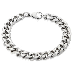 Men's Beveled Curb Chain Stainless Steel Bracelet (10mm) - 8.5"
