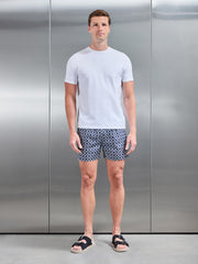 Cabo Drawstring Printed Shell Swim Short in Navy
