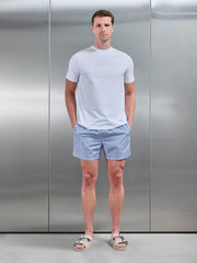 Capri Drawstring Printed Shell Swim Short in Light Blue