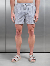 Capri Drawstring Printed Shell Swim Short in Taupe