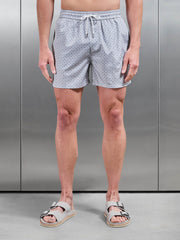 Capri Drawstring Printed Shell Swim Short in Taupe