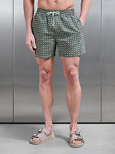 Mosaic Drawstring Printed Swim Short in Sage