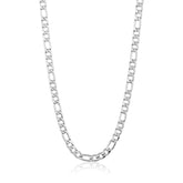 Men's Polished Figaro Chain Stainless Steel Necklace (8mm) - 24"