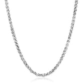 Men's Polished Spiga Wheat Chain Stainless Steel Necklace (6mm) - 24"