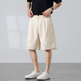 Men's Loose Fit Suit Shorts, Breathable Casual Chino Shorts With Side Pockets