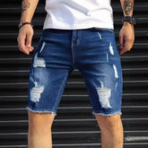 Stylish Distressed Destroyed Denim Short Pants, Men Relaxed Fit Casual Street Summer Mid Thigh Shorts
