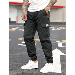 Men's Cargo Joggers, Casual Elastic Waist Drawstring Cargo Pants with Pockets