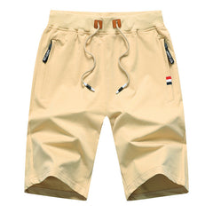 Men's Casual Drawstring Shorts, Summer Elastic Waist 5 Inch Inseam Sweat Shorts with Zipper Pockets