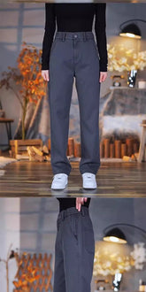 Men's High Waist Straight Leg Wide Leg Pants, Casual Elastic Waist Cotton Trousers for Daily Wear