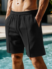 Men's Lightweight Waffle Shorts, Comfortable Elastic Waist Summer Shorts