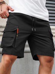 Premium Breathable Casual Summer Shorts, Utility Zipper Pocket Comfortable Daily Wear Men Cargo Bottom Wear