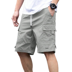 Men's Casual Cargo Shorts, Elastic Waist Drawstring Multi-Pocket Work Shorts