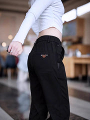 Men's High Waist Straight Leg Wide Leg Pants, Casual Elastic Waist Cotton Trousers for Daily Wear