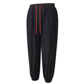 Men's Linen Harem Pants, Baggy Drawstring Waist Casual Trousers, Summer Breathable Cotton Linen Joggers with Elastic Cuffs