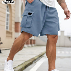 Men's Big & Tall Casual Cargo Shorts with Elastic Waist