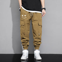 Casual Men Jogger Cargo Pants, Comfortable Drawstring Waist Multi-Pocket All Match Bottom Wear