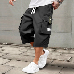 Men Casual Capri Pants Lightweight Breathable Elastic Waist 3/4 Pants