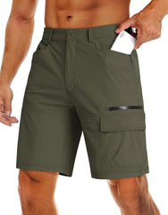Men's Quick Dry Cargo Shorts, Outdoor Hiking Shorts with Zipper Pockets