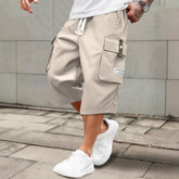 Men Casual Capri Pants Lightweight Breathable Elastic Waist 3/4 Pants