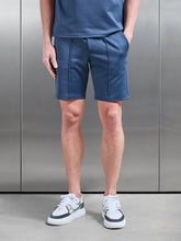 Textured Interlock Short in Steel Blue