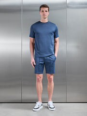 Textured Interlock Short in Steel Blue
