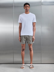 Wave Printed Drawstring Swim Short in Grey