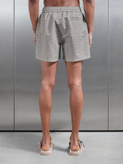 Wave Printed Drawstring Swim Short in Stone