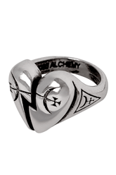 Gothic Pewter Broken Heart and Mystical Sigil Ring