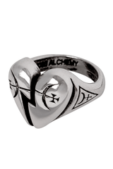 Gothic Pewter Broken Heart and Mystical Sigil Ring