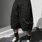 2XL-9XL Plus Size Men Casual Work Shorts, Soft Breathable Drawstring Waist Baggy Mid Length Cargo Shorts