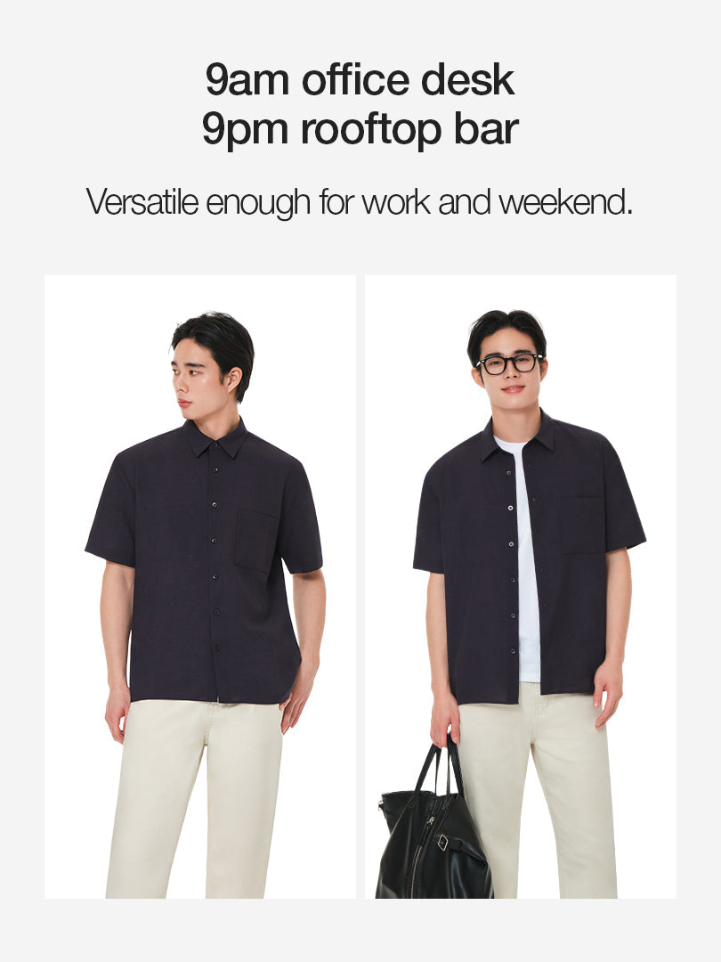 Men's Linen-Like Short Sleeve Shirt