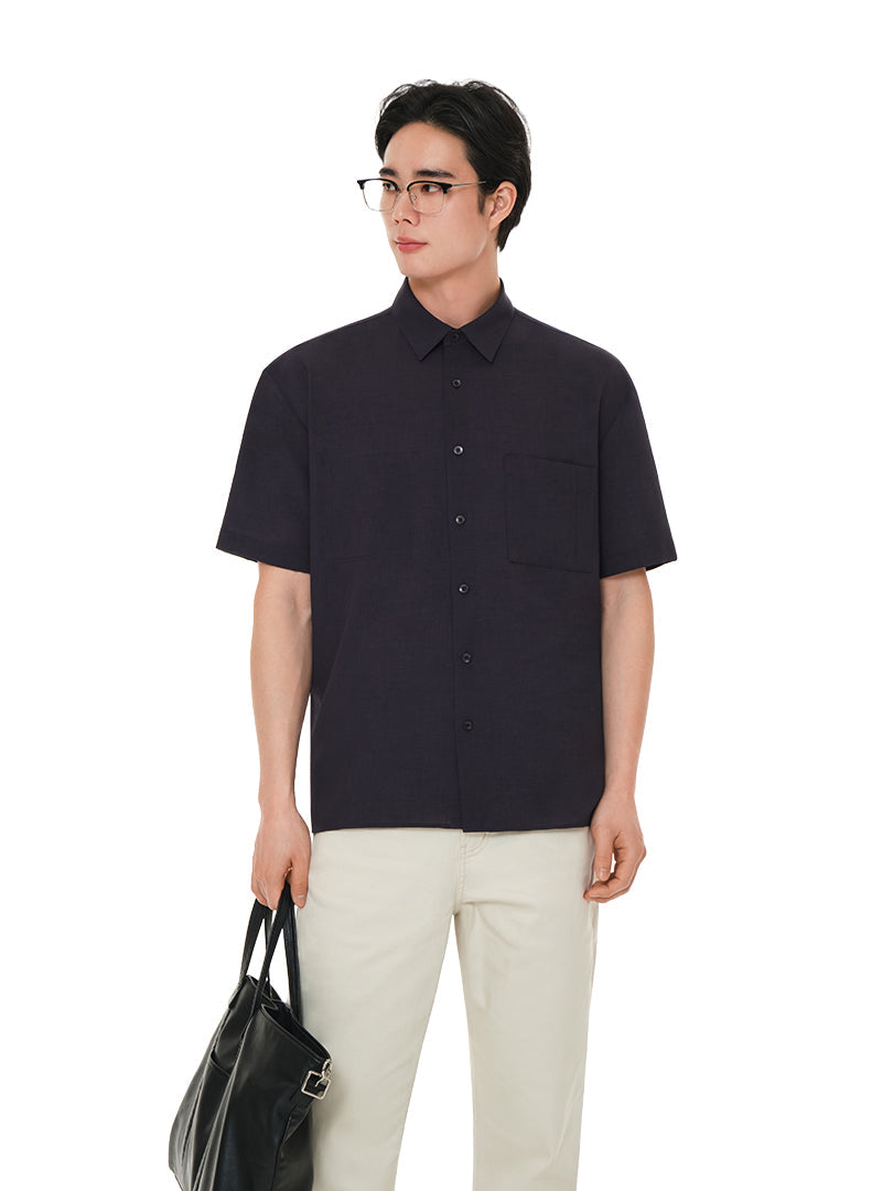 Men's Linen-Like Short Sleeve Shirt