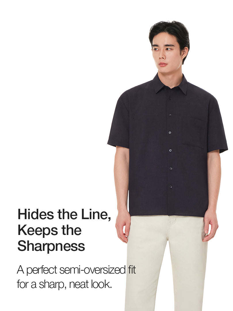 Men's Linen-Like Short Sleeve Shirt