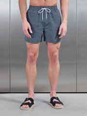 Amalfi Drawstring Printed Swim Short in Navy
