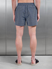 Amalfi Drawstring Printed Swim Short in Navy