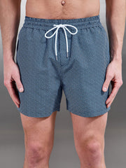Amalfi Drawstring Printed Swim Short in Navy
