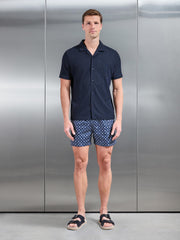 Arlo Drawstring Printed Shell Swim Short in Navy