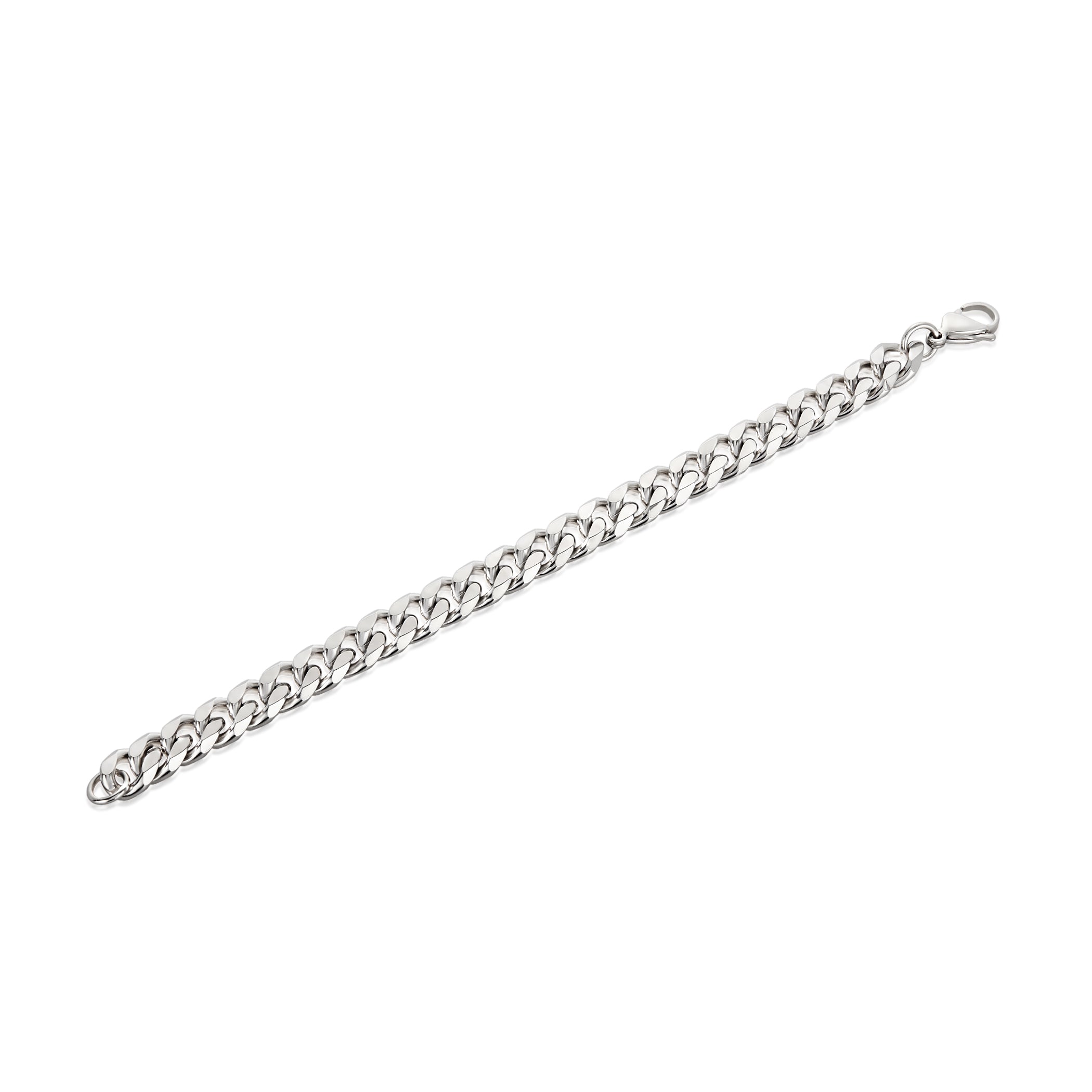 Men's Beveled Curb Chain Stainless Steel Bracelet (10mm) - 8.5"