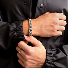Men's Polished Stainless Steel Curb Chain Bracelet (10mm) - 8"