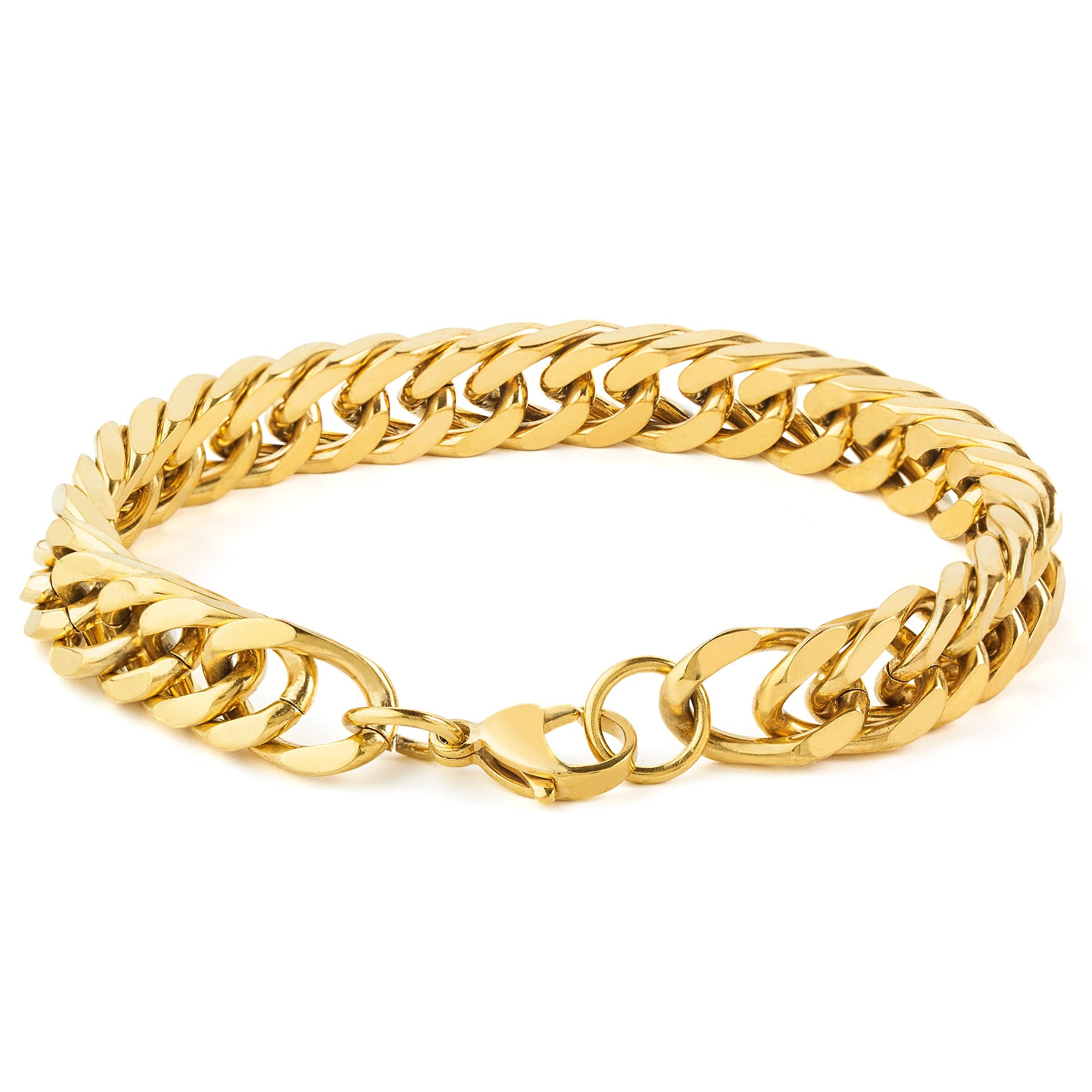 Men's Polished Stainless Steel Curb Chain Bracelet (10mm) - 8"