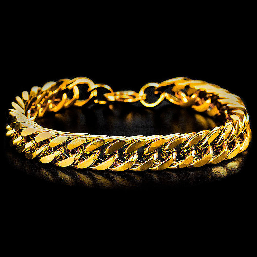 Men's Polished Stainless Steel Curb Chain Bracelet (10mm) - 8"