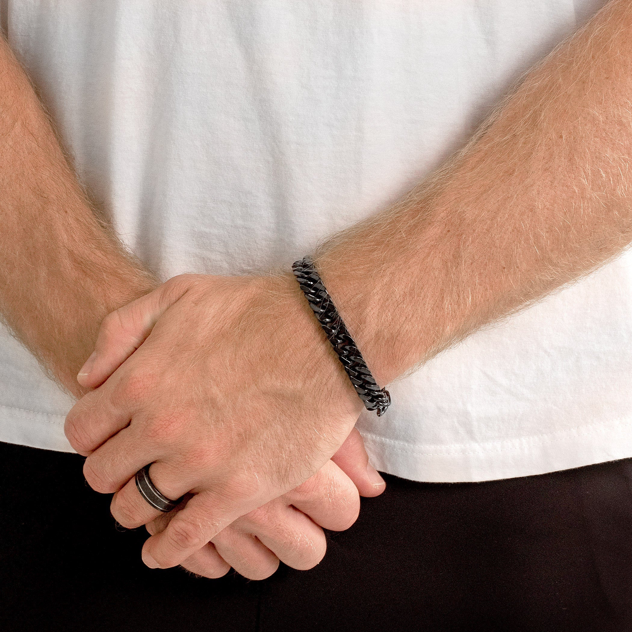 Men's Polished Stainless Steel Curb Chain Bracelet (10mm) - 8"