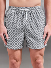 Cabo Drawstring Printed Shell Swim Short in Grey