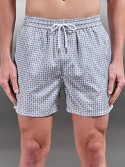 Capri Drawstring Printed Shell Swim Short in Taupe