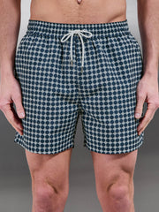 Casa Drawstring Printed Swim Short in Navy