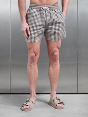 Casa Drawstring Printed Swim Short in Taupe