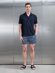 Mosaic Drawstring Printed Swim Short in Navy