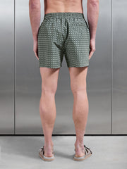 Mosaic Drawstring Printed Swim Short in Sage