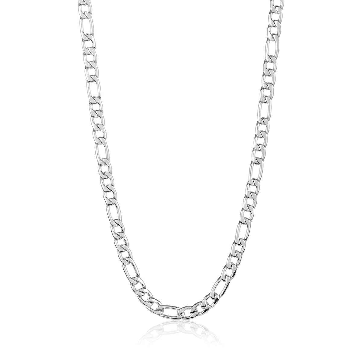 Men's Polished Figaro Chain Stainless Steel Necklace (8mm) - 24"
