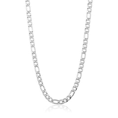 Men's Polished Figaro Chain Stainless Steel Necklace (8mm) - 24"